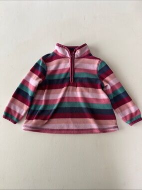 OshKosh B'gosh - Pink Multi-Stripe Half-Zip Fleece Pullover